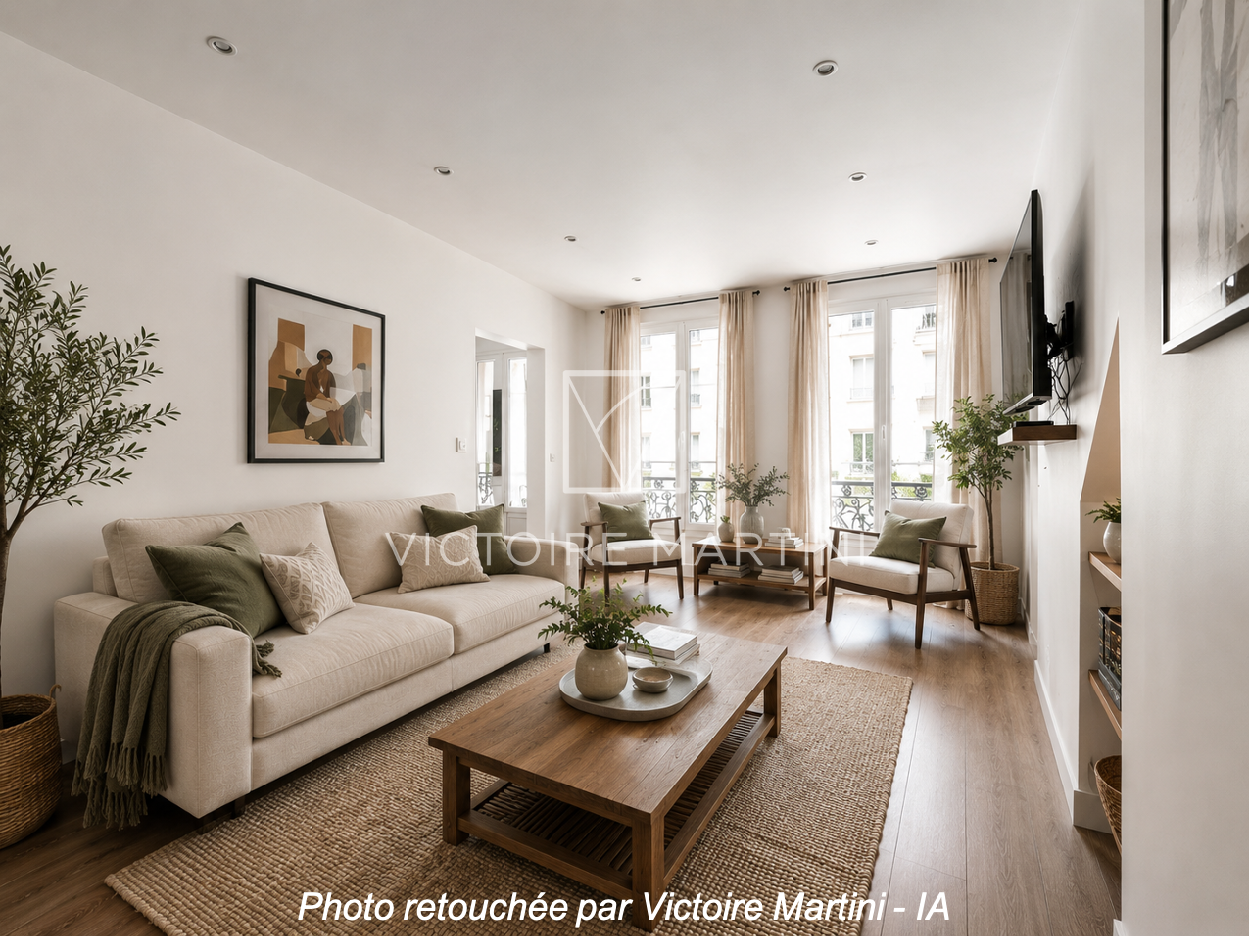 Pièce de vie retouchée